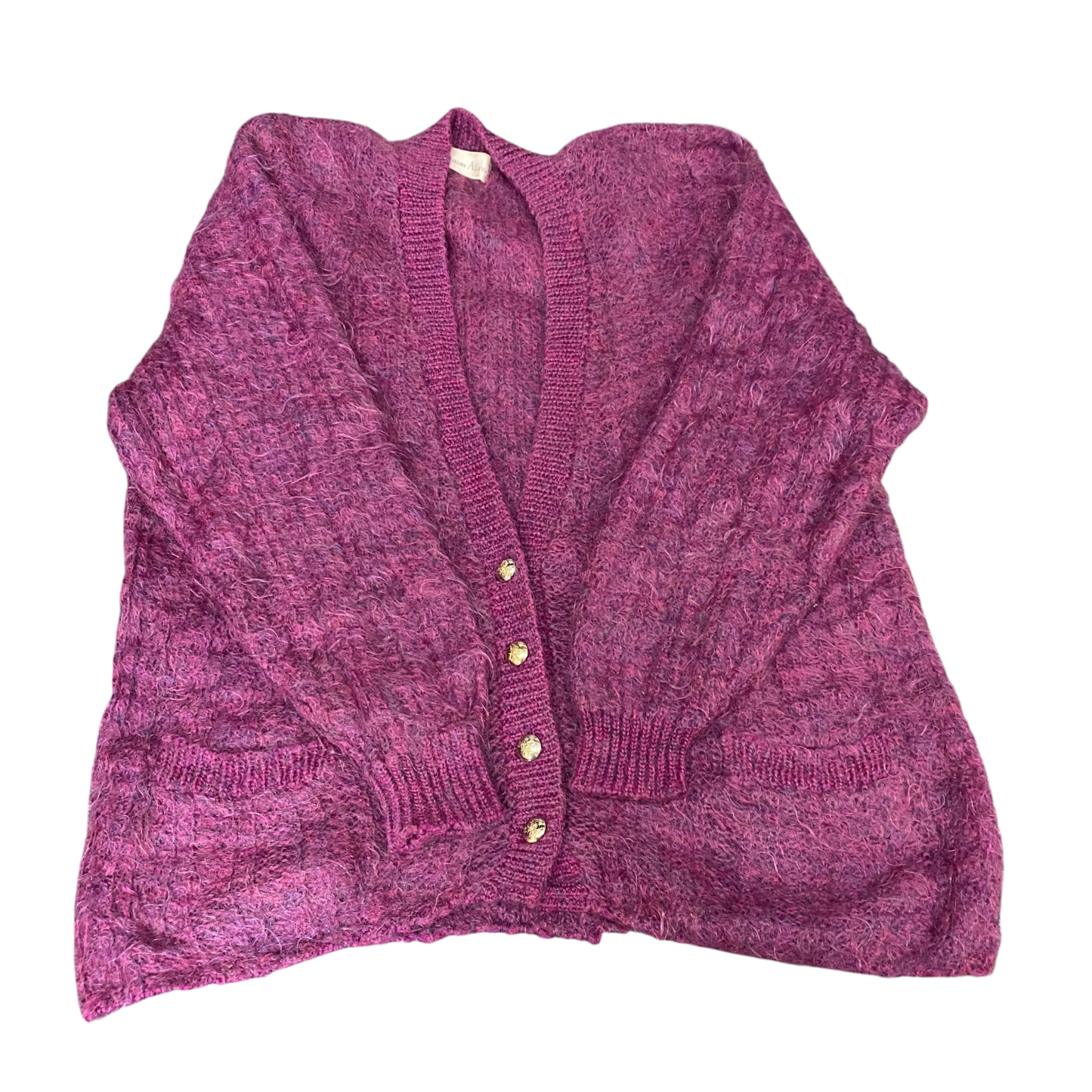 Christian Allay Cardigan Jumper Womens Large Magenta Mohair V Neck Button Front