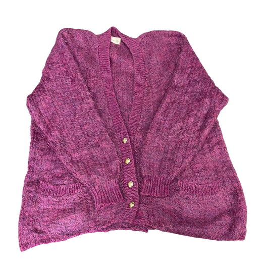 Christian Allay Cardigan Jumper Womens Large Magenta Mohair V Neck Button Front