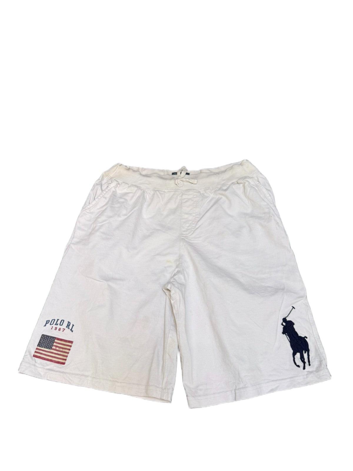 Polo Ralph Lauren Sweat Shorts Fits as Womens M 30" Waist White Big Pony Logo