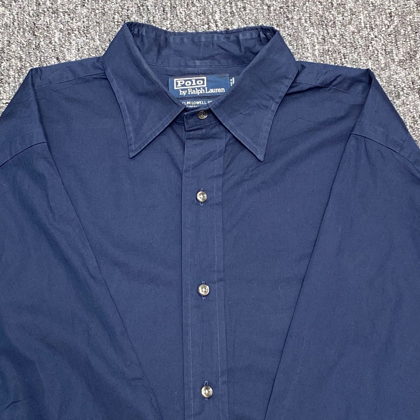 Ralph Lauren Button-Up Shirt Mens Medium Navy Slim Lowell Sport Collar Pony Logo