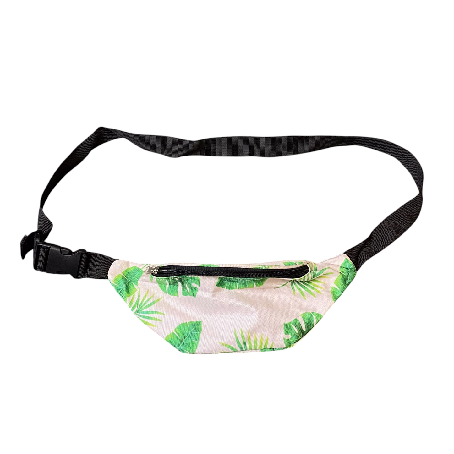 Flamingo Flowers Pattern Unisex Waist Fanny Pack Bum Bag Green White Adjustable