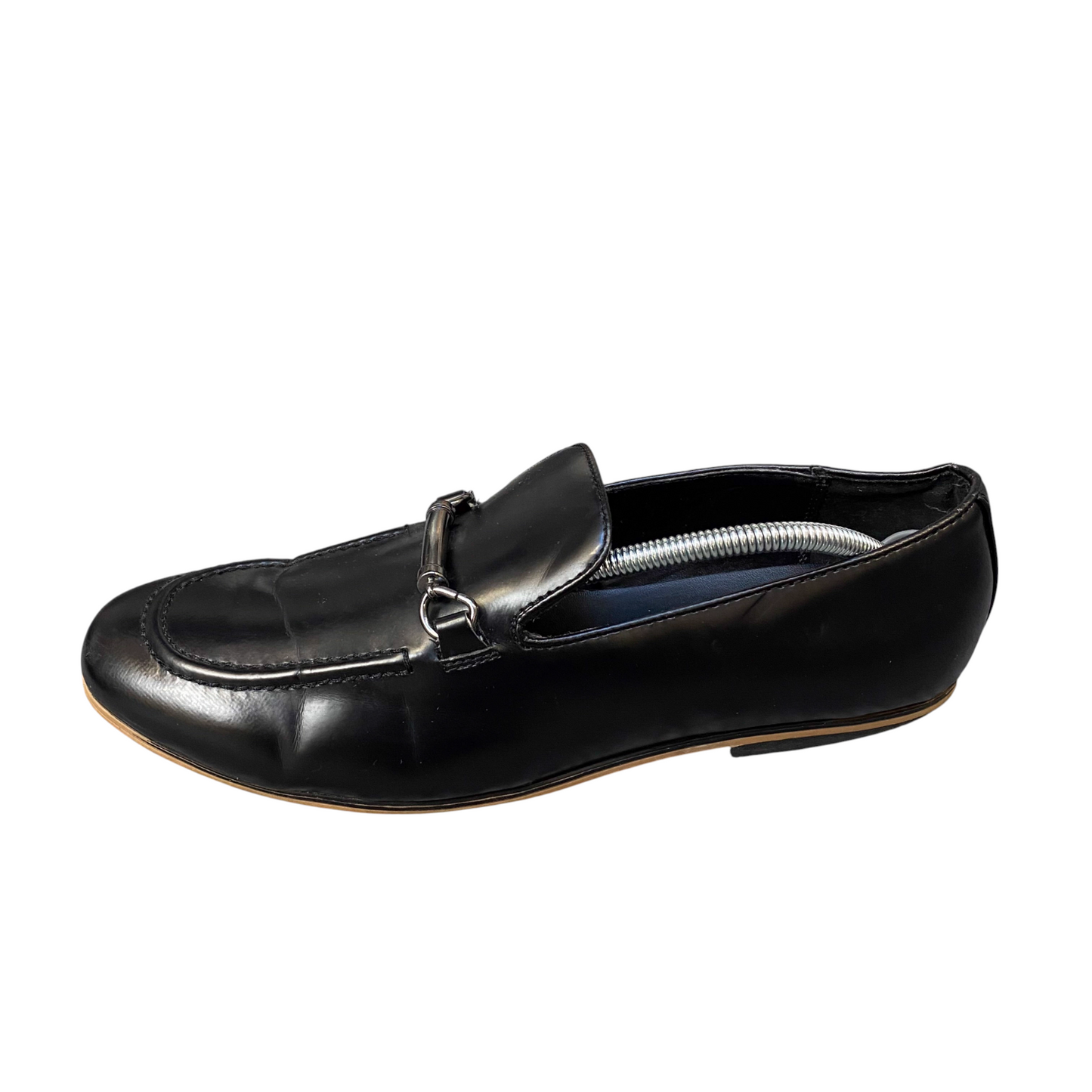 ASOS Horsebit Loafers Mens UK Size 9 Black Faux Patent Leather Formal Slip On
