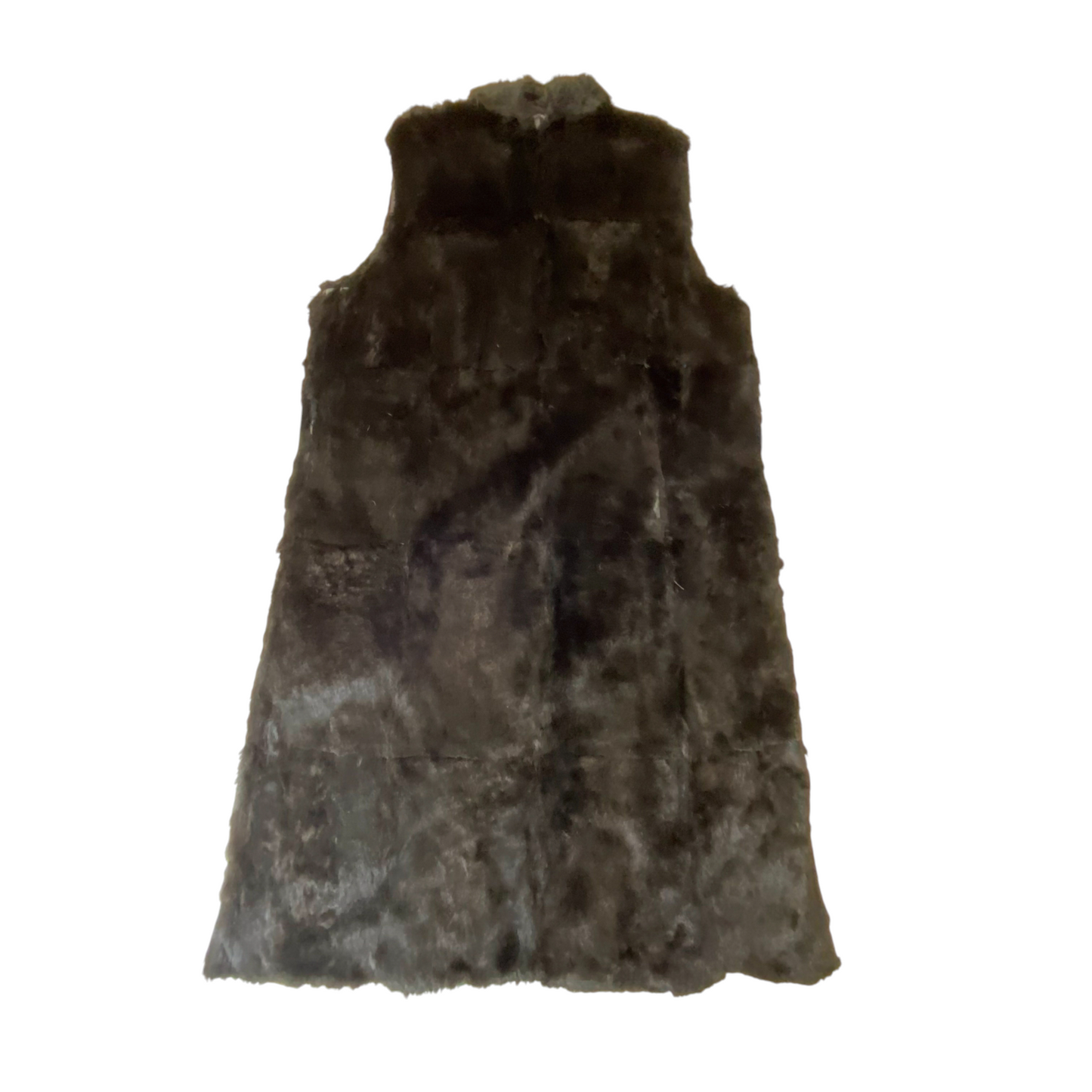 Coat Womens Large Black Faux Fur Collar Sleeveless Cozy Warm Winter Outdoor