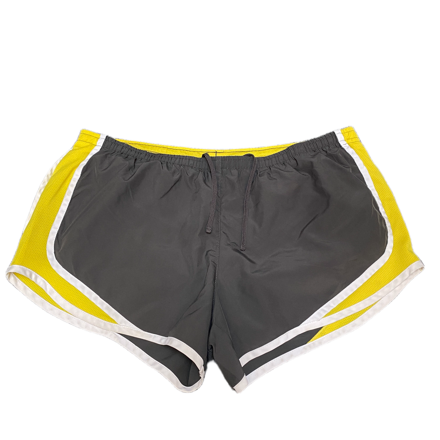 Running Sprinter Shorts Womens XL 34" Waist Black Yellow Athletic Dolphin Hem