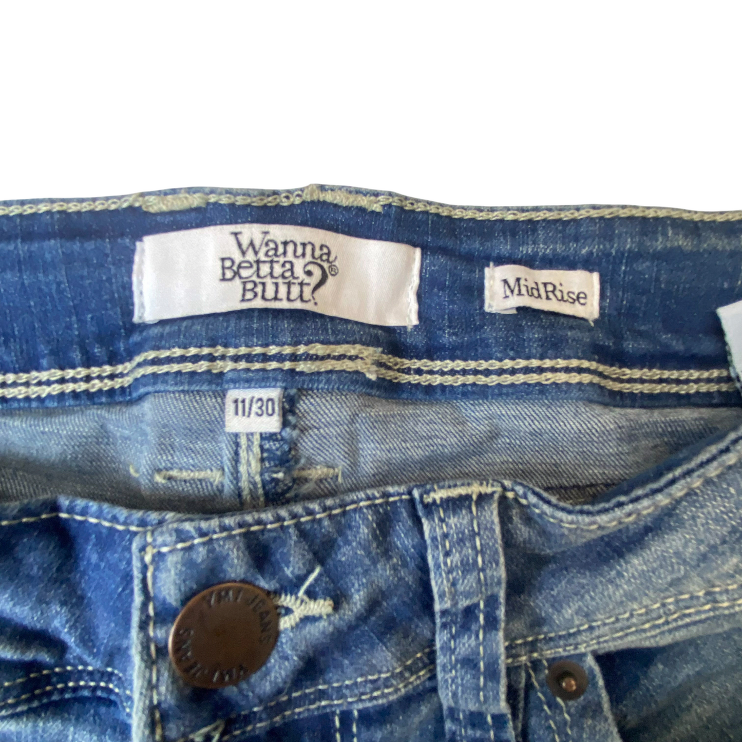 Wanna Betta Butt Jeans Womens Medium W27 L32 Blue Denim Bootcut Mid Rise