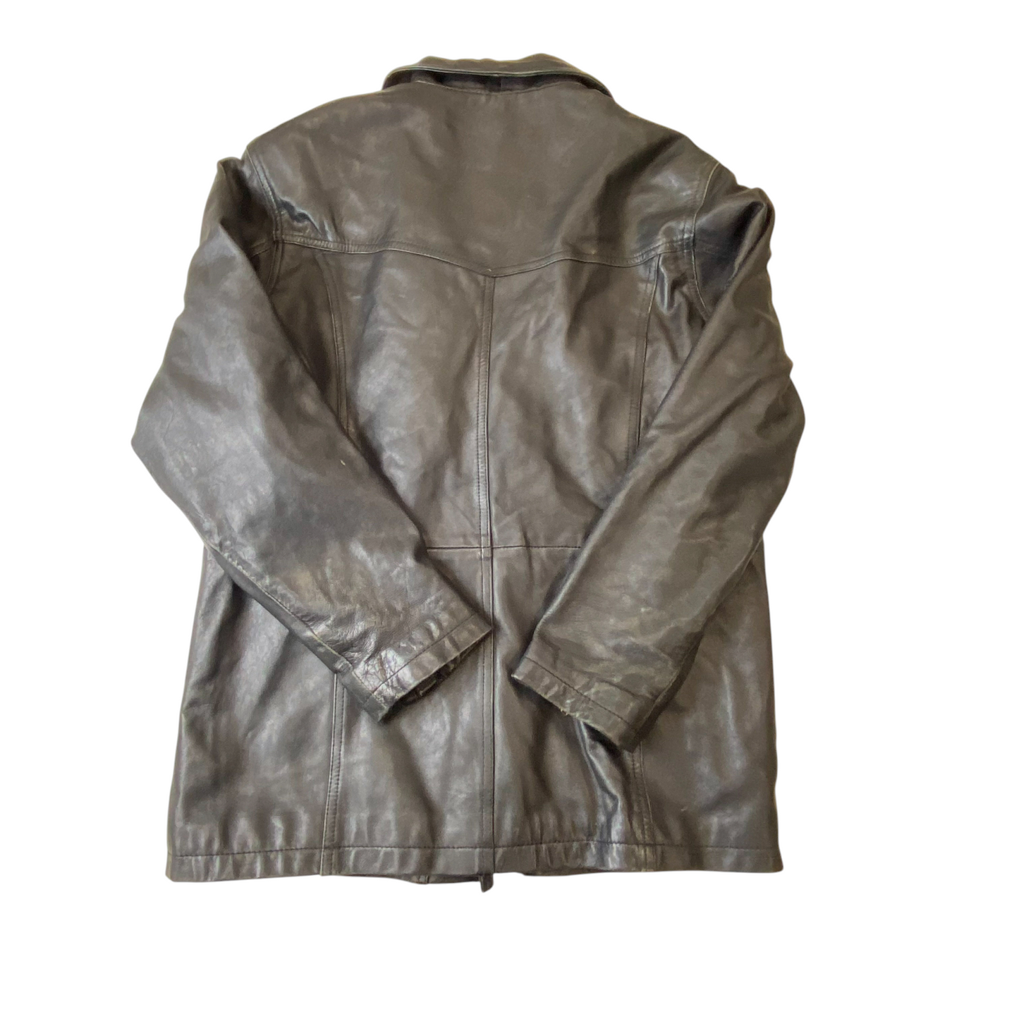 Womens Leather Motorcycle Jacket Medium Black Lined Collared Asymmetrical Zip
