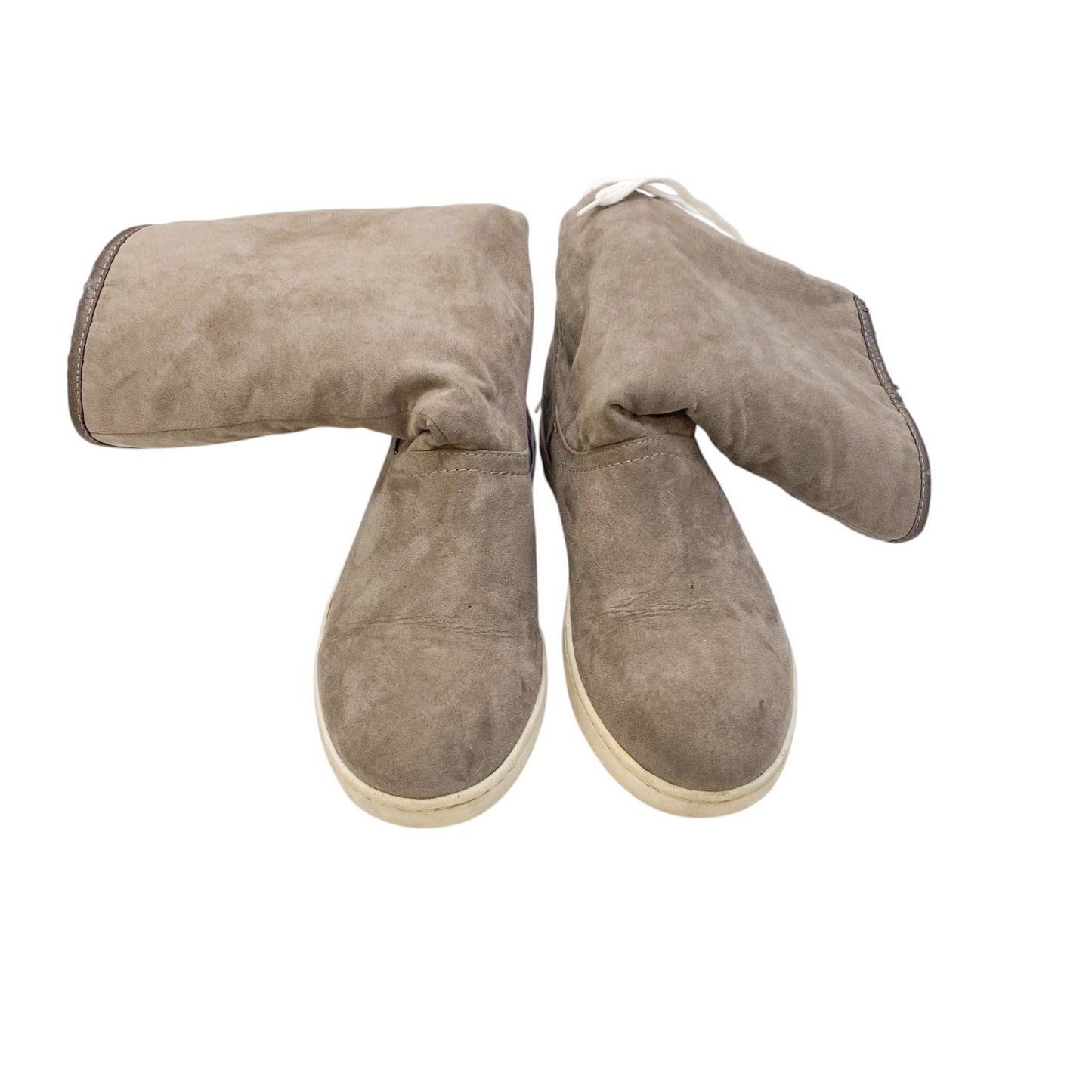 Fila Snow Boots Women's 6.5 Grey Leather Faux Fur Lined Comfort Lace Up Back