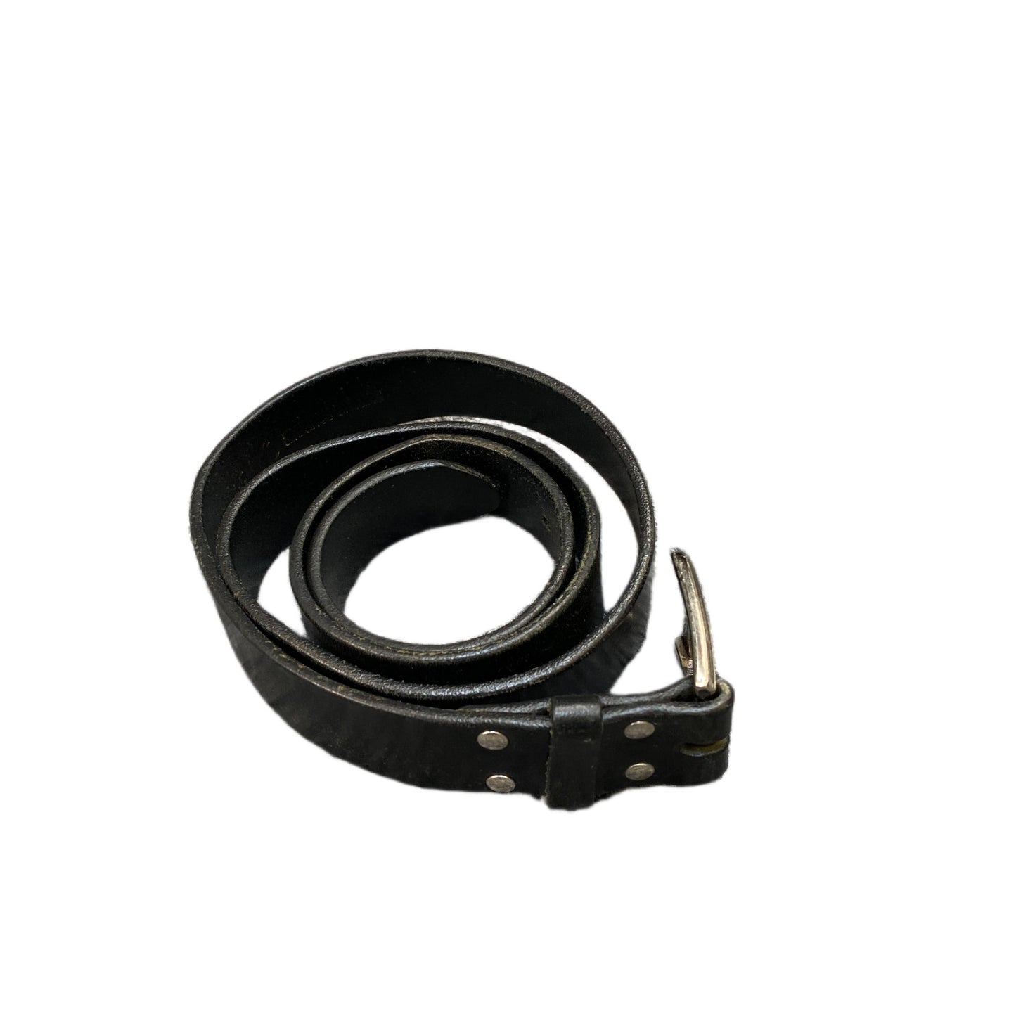 Fujisan Waist Belt Mens Black Leather Adjustable Silver Pin Buckle 39.5 Inches