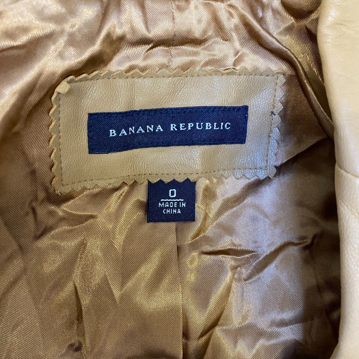 Banana Republic Genuine Leather Blazer Jacket Womens Small Beige Single Breasted