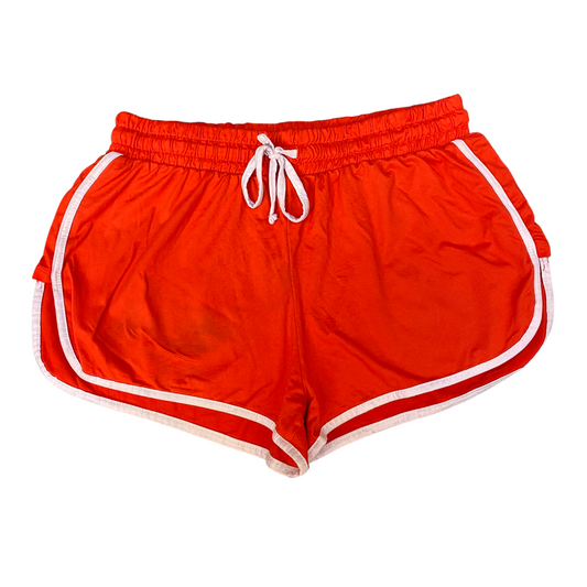 Running Sprinter Shorts Womens L Orange Athletic Fit Gym Training Dolphin Hem