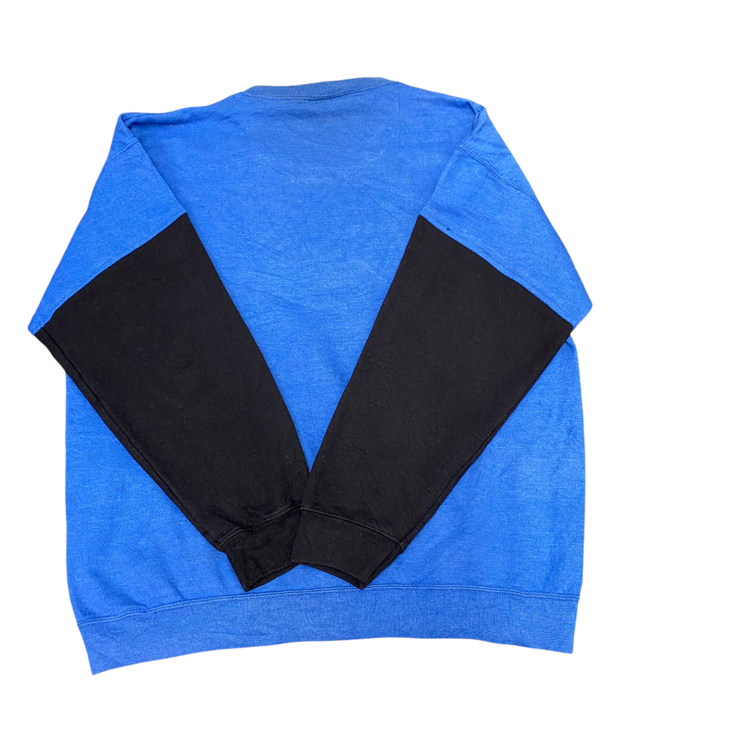 Nike Reworked Sweatshirt Mens L Blue Black Embroidered Spell Out Logo Crew Neck