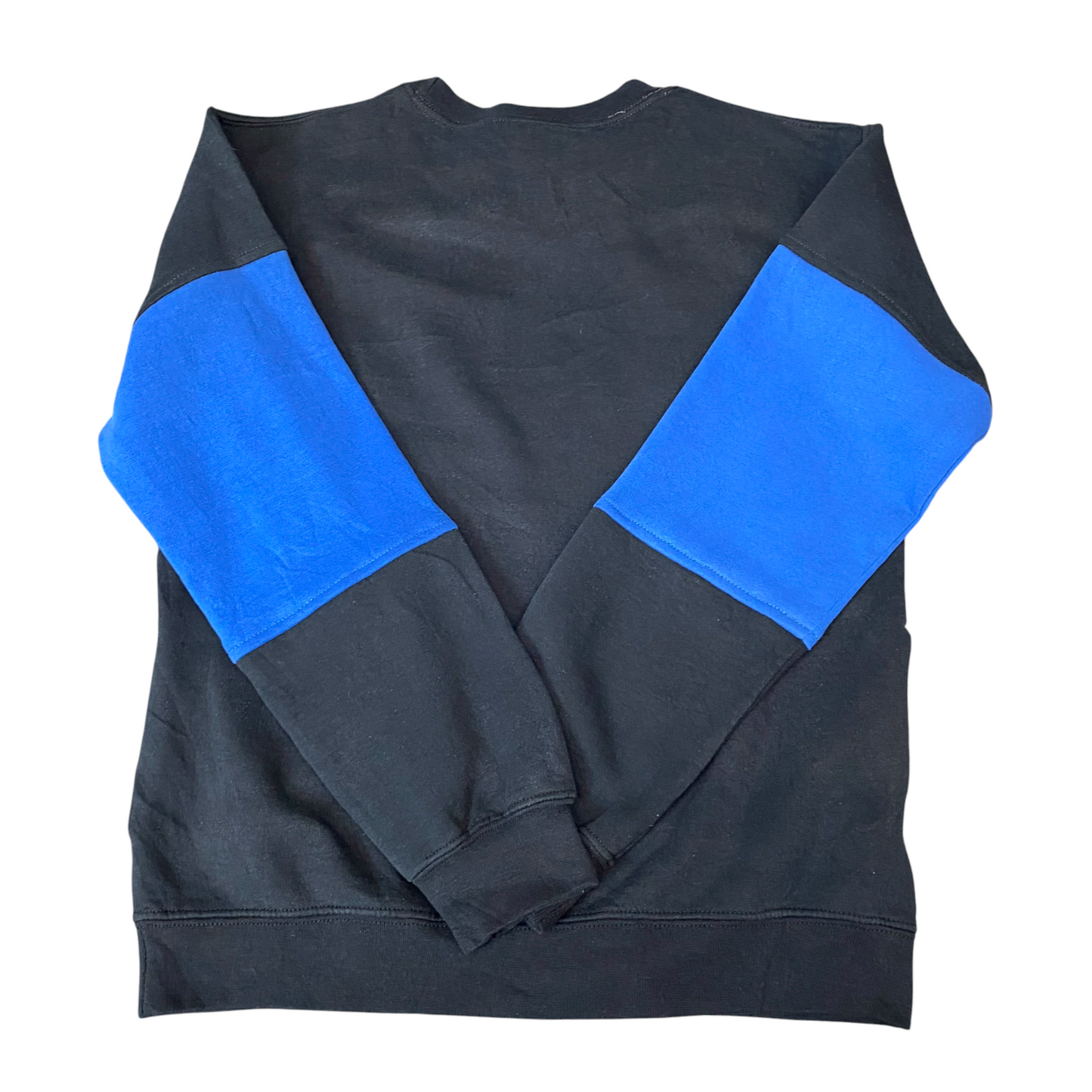 Nike Reworked Sweatshirt Mens S Blue Black Embroidered Spellout Logo Vintage Y2K