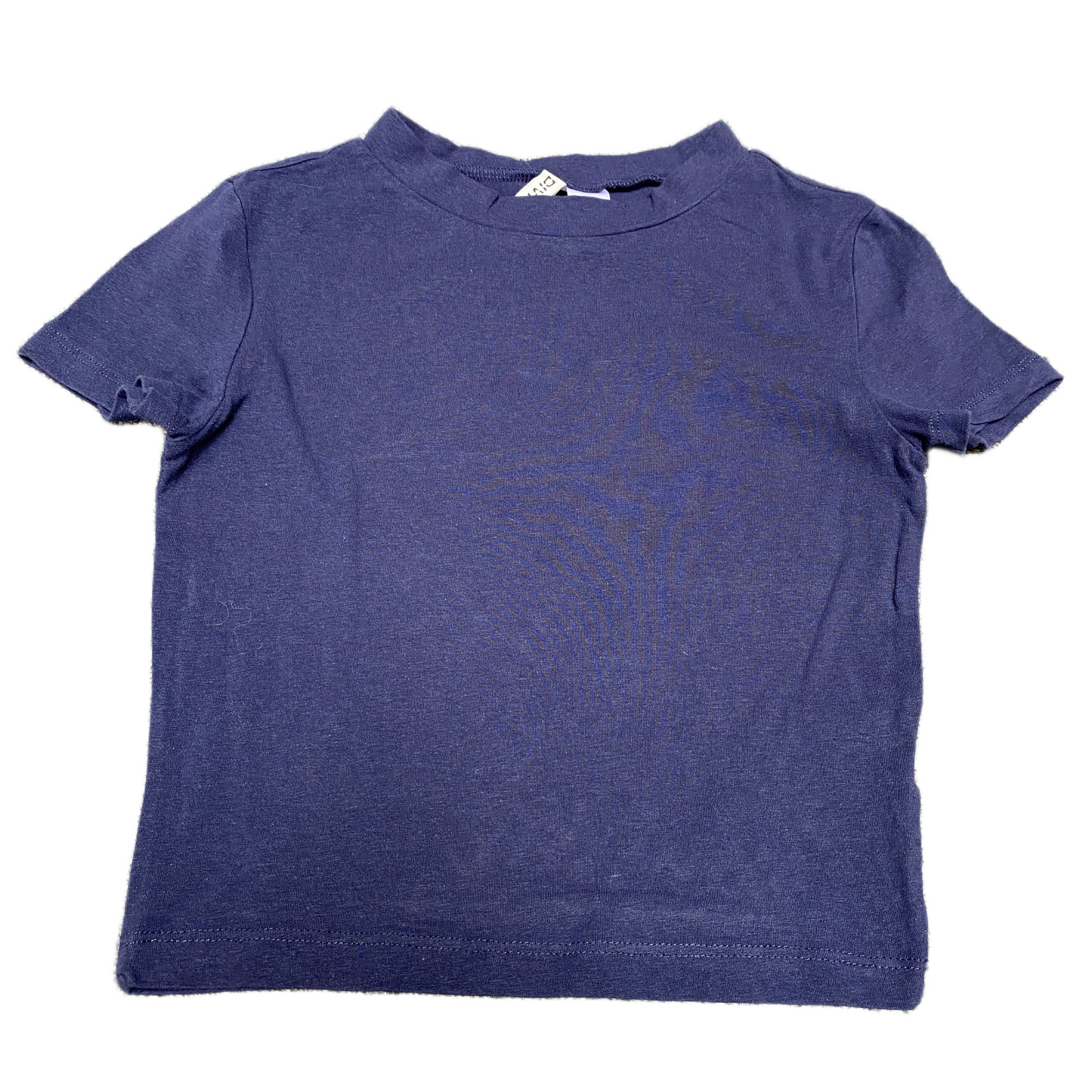 H&M Cropped T-Shirt Womens Small Navy Soft Ribbed Fitted Short Sleeve Round Neck