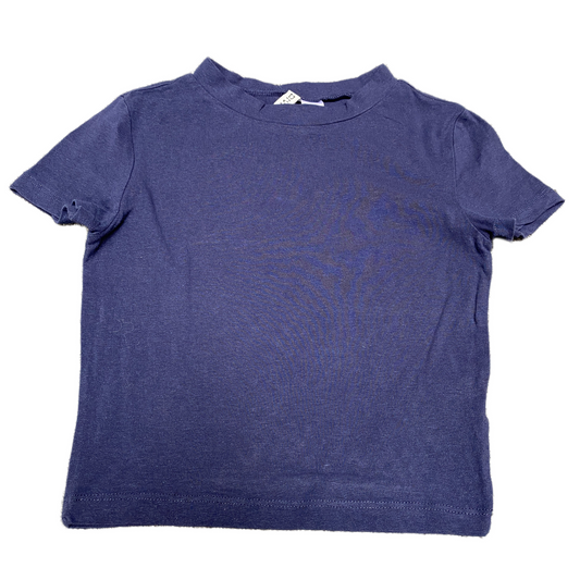 H&M Cropped T-Shirt Womens Small Navy Soft Ribbed Fitted Short Sleeve Round Neck