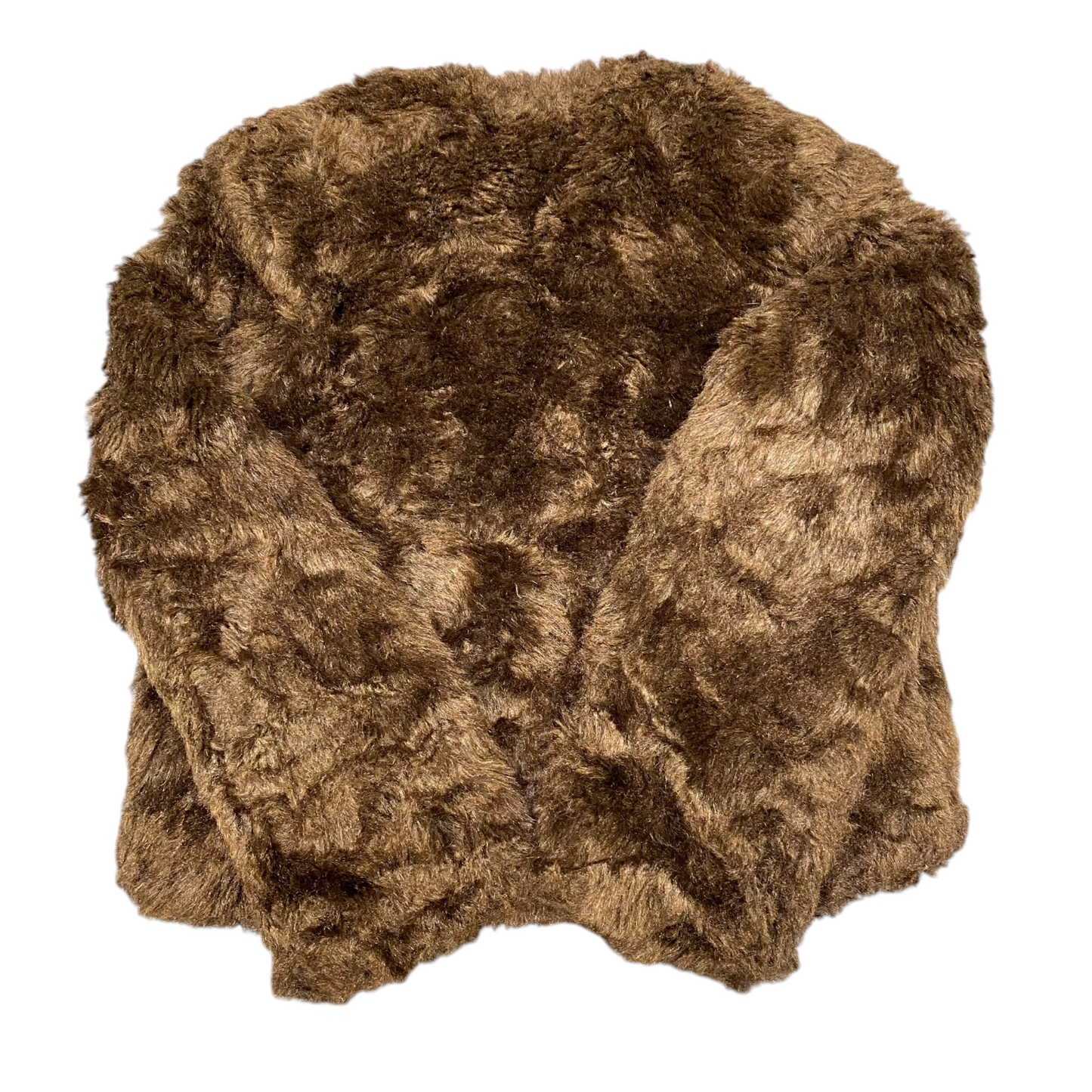 Roccobarocco Faux Fur Jacket Womens Medium Brown Lined Long Sleeve Open Front