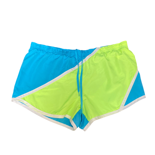 Running Sprinter Shorts Womens Medium Blue Green Athletic Workout Elastic Waist
