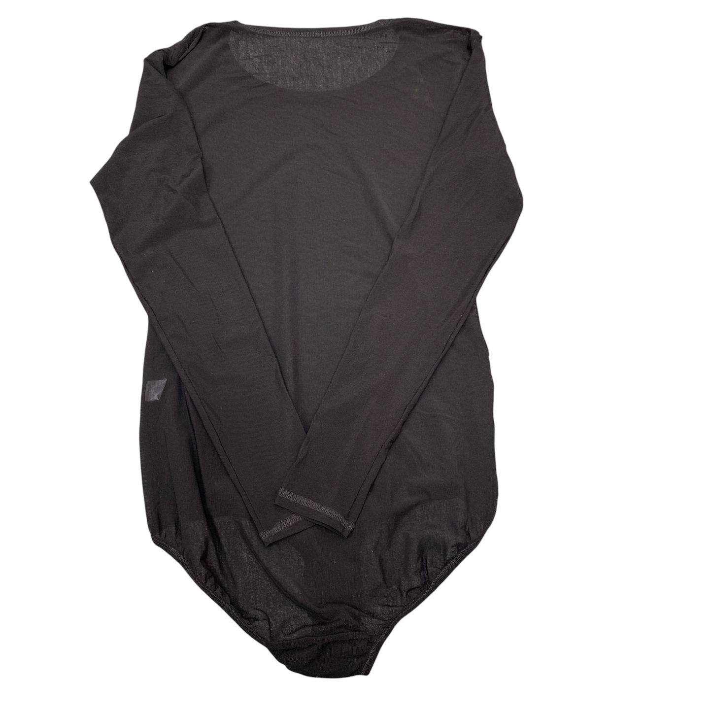 Bodysuit Womens S Black Mesh Long Sleeve Round Neck Stretch Casual Outdoor