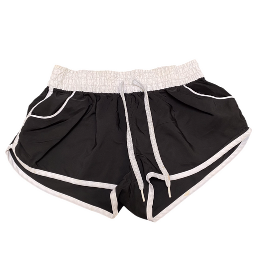 Running Sprinter Shorts Womens Small Black White Elastic Waist Drawstring