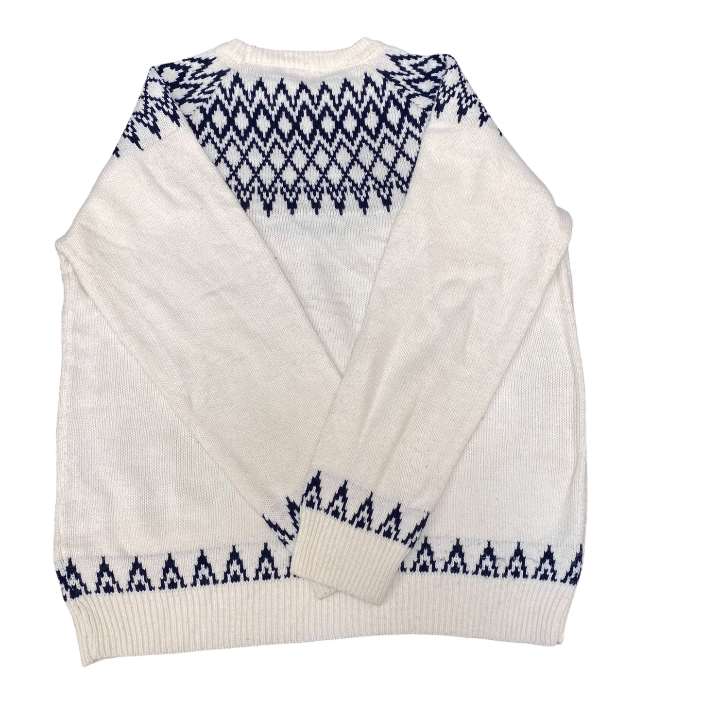 Vintage Browny Jumper Womens Medium Cream Blue Fair Isle Nordic Warm Winter