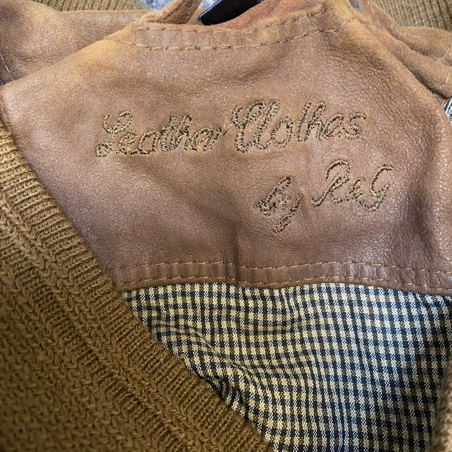 Genuine Leather Clothes by R&G Bomber Jacket Men Medium Brown Lined Button Front