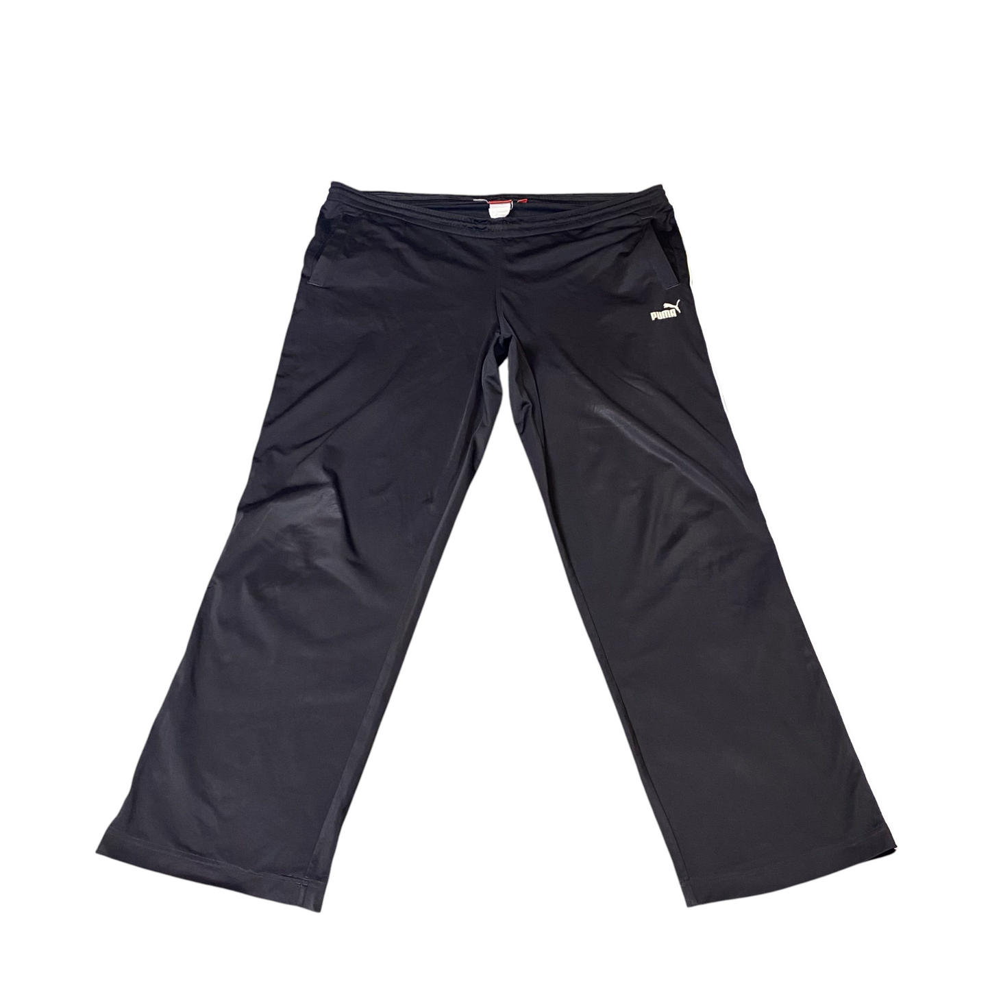 PUMA Joggers Mens 2XL Black Logo Elastic Waist Wide Leg Relaxed Fit Track Pants
