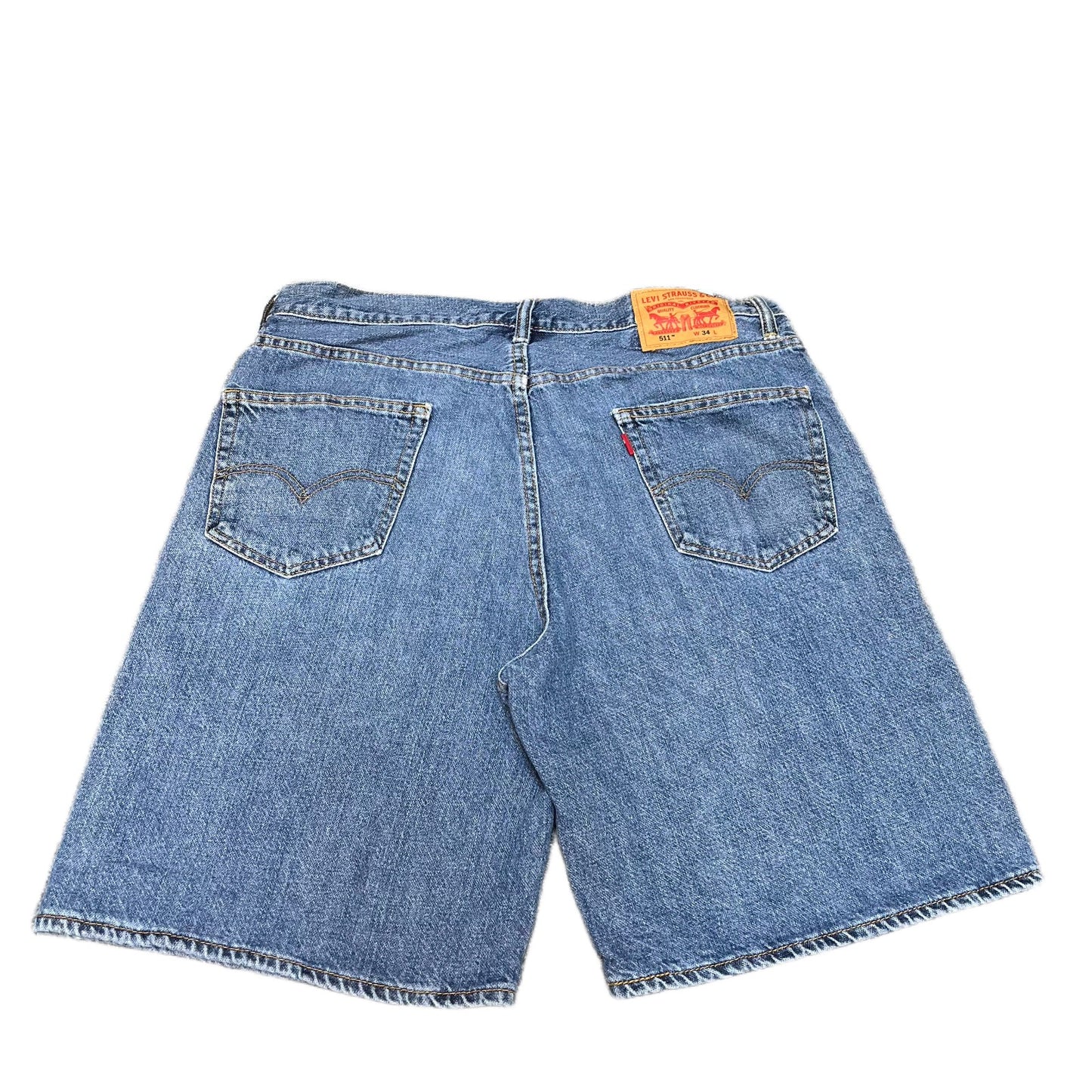 Levi's 550 Jean Shorts Fits as Mens XL 36" Waist Blue Denim Relaxed Fit Red Tab