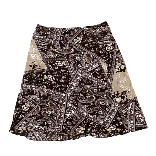 Zabaione A Line Skirt Womens M Brown Paisley Boho Print Elastic Waist Pull On