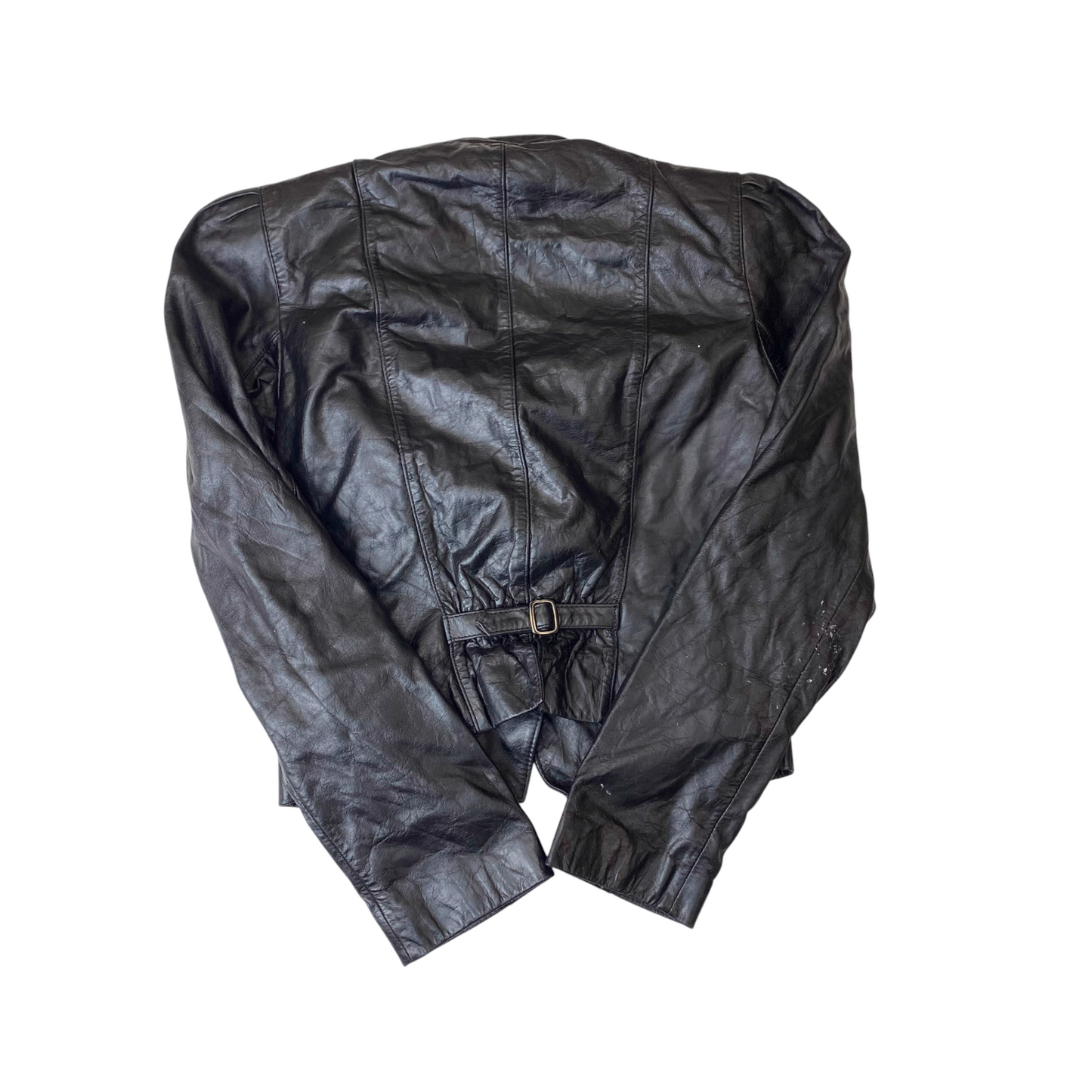 Bermans Jacket Womens Small Black Genuine Leather Long Sleeve Button Front