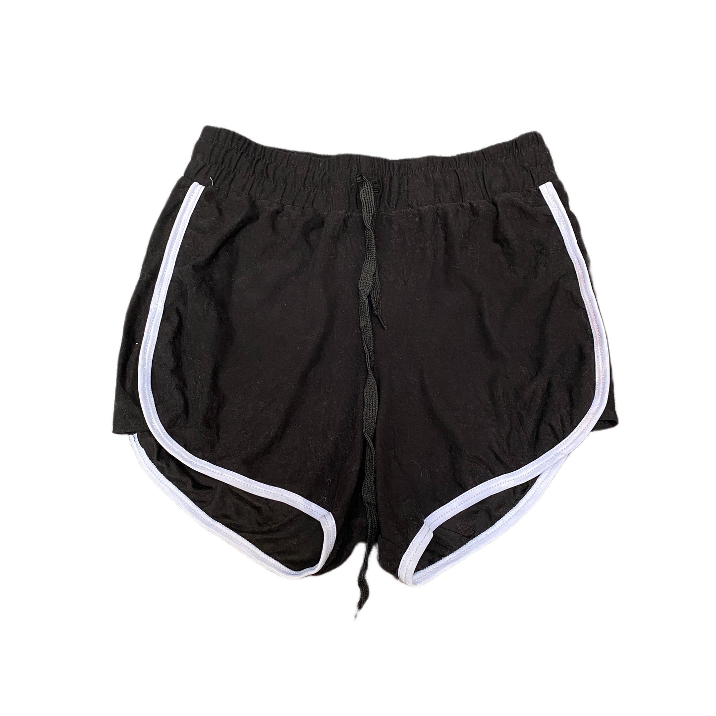 Running Sprinter Shorts Womens L/XL 24" Waist Black Athletic Workout Dolphin Hem