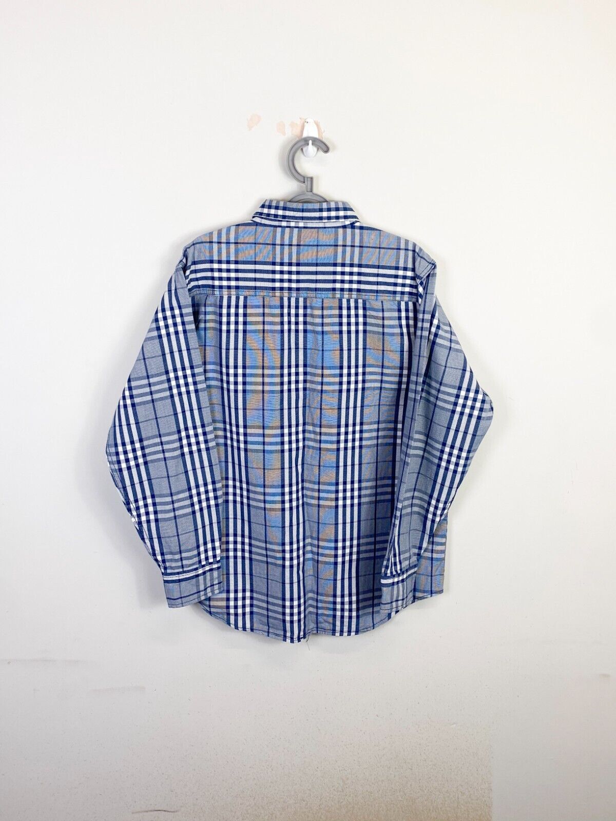 Nautica Shirt Mens XL Blue Plaid Cotton Long Sleeve Pocket Collared Button Down