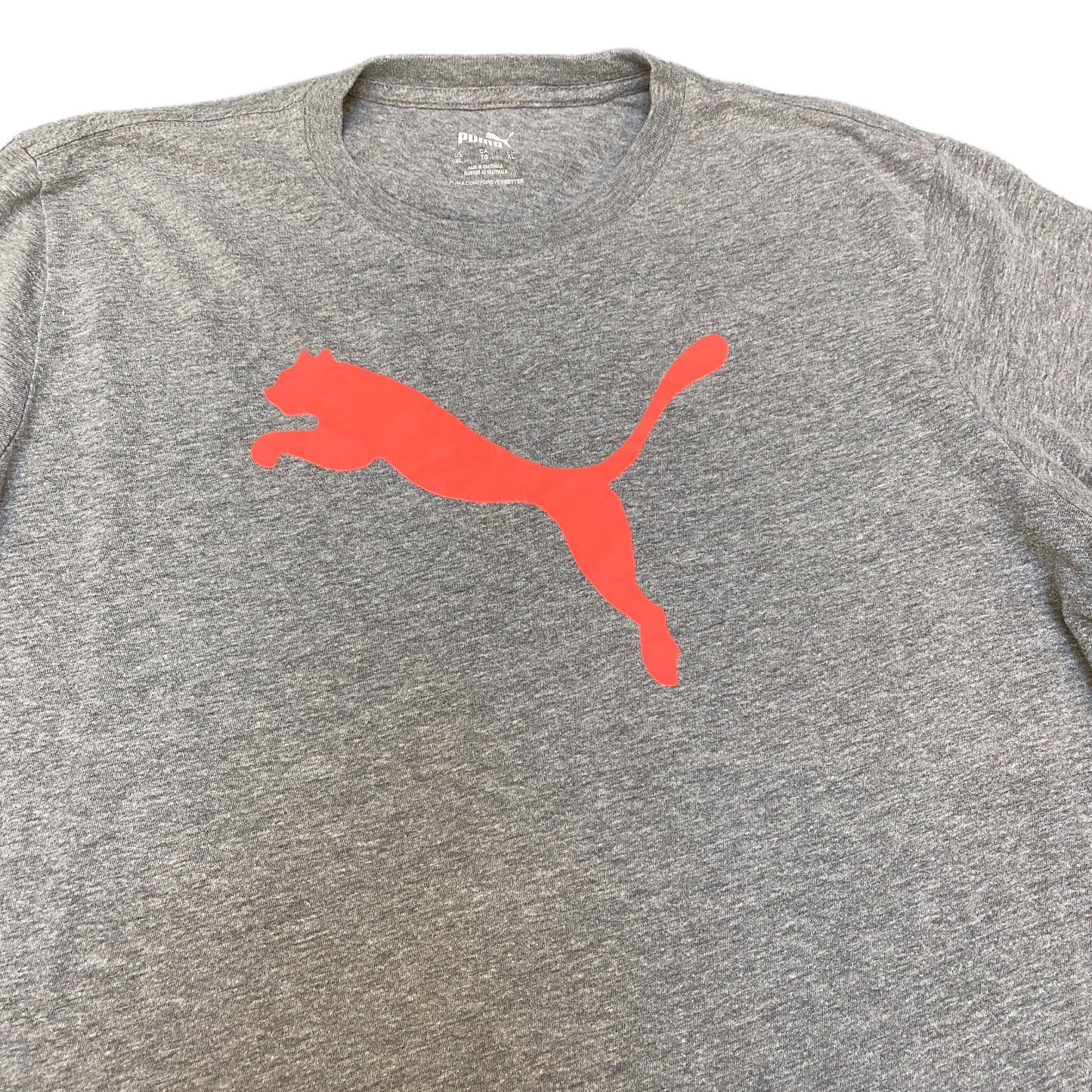 PUMA T-Shirt Womens XL Grey Heathered Graphic Cat Oversized Short Sleeve Tee
