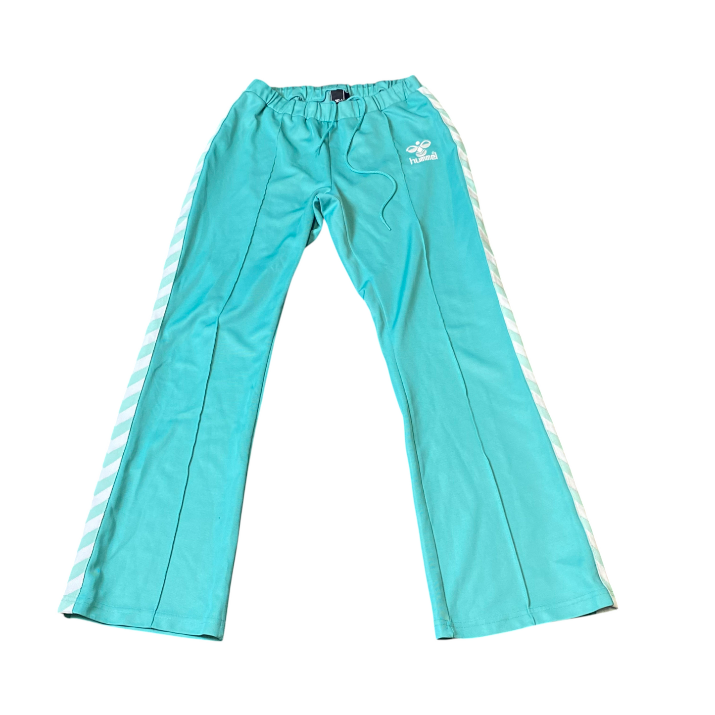 Hummel Joggers Womens XL Green Stretch Logo Elastic Waist Drawstring Idaho Pants