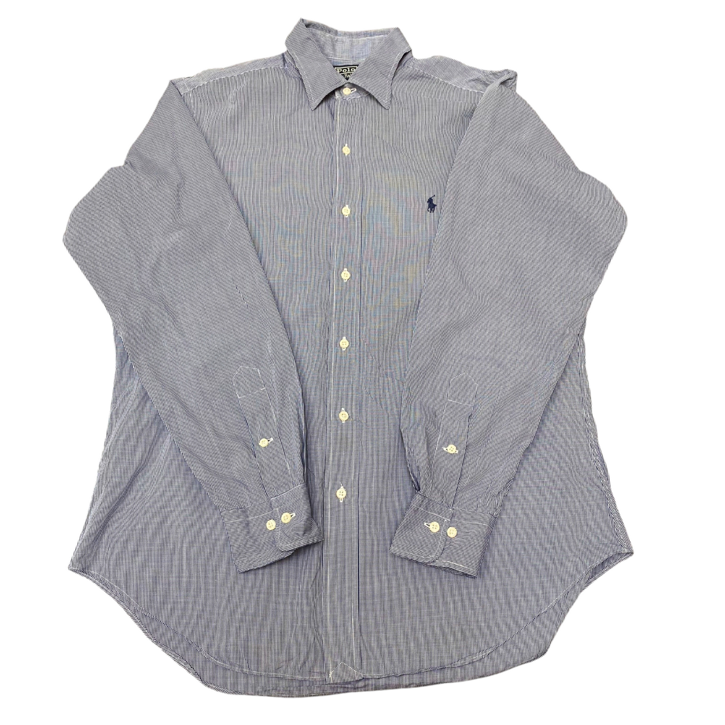 Polo Ralph Lauren Formal Shirt Mens M Blue Striped Lowell Pony Logo Button Down