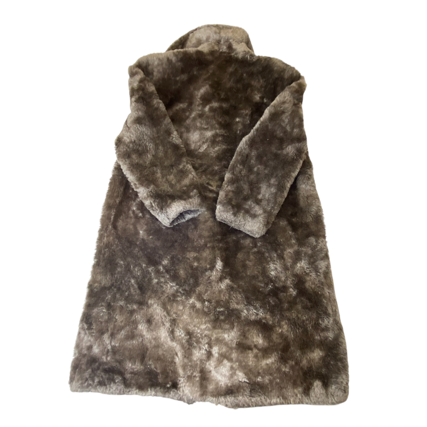 LIPT. MIKULÁŠ Trench Coat Womens XL Black Faux Fur Long Sleeve Cozy Open Front