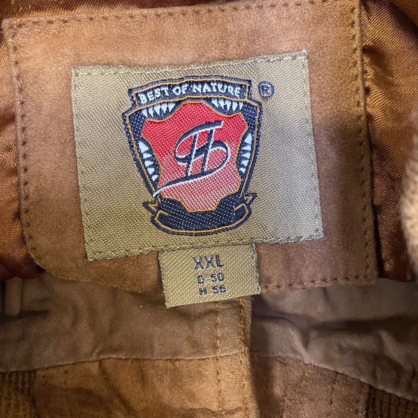 Best of Nature Leather Jacket Mens 2XL Brown Lined Button Front Elasticated Hem