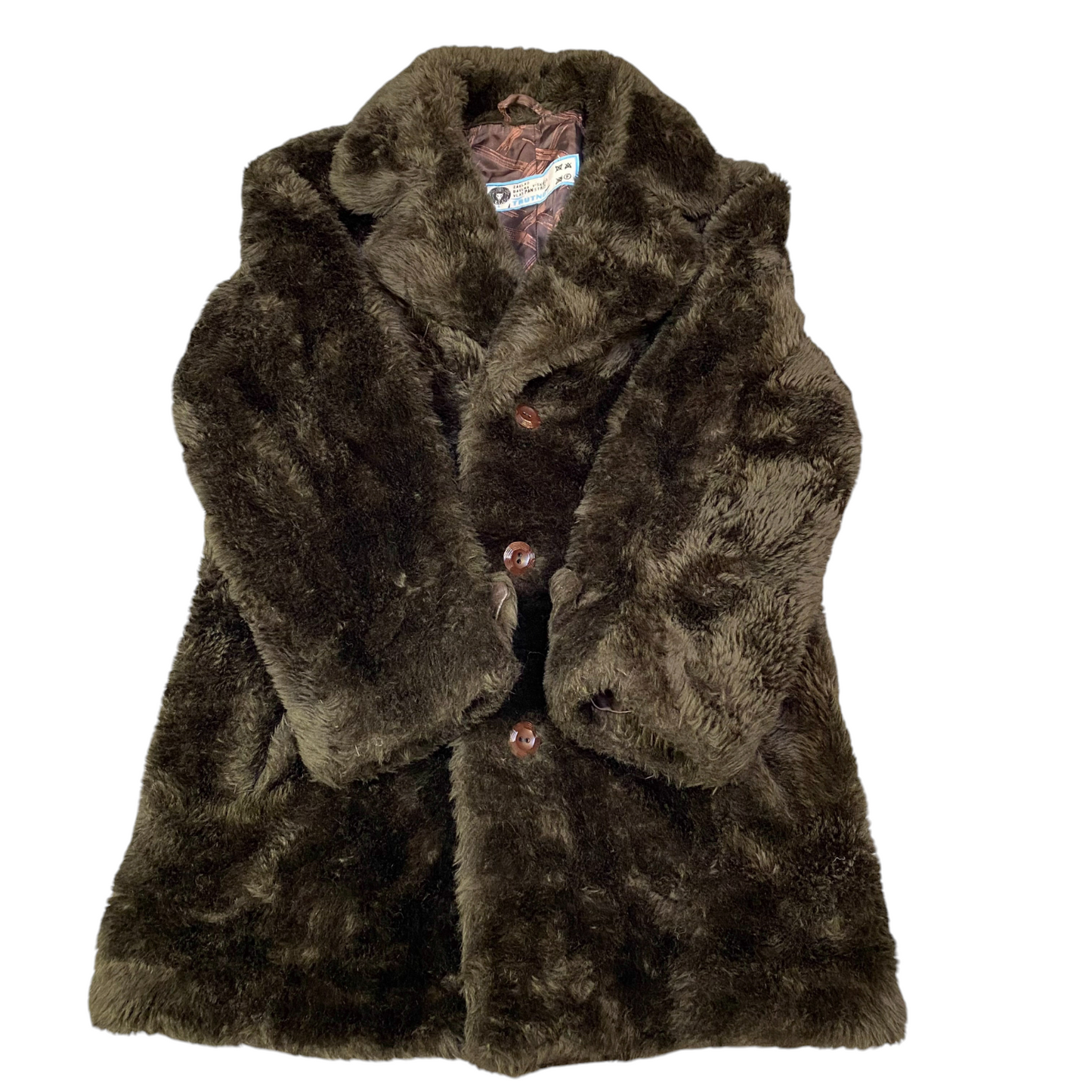 Trutnov Genuine Faux Fur Coat Women Medium Brown Cozy Warm Lined Single Breasted