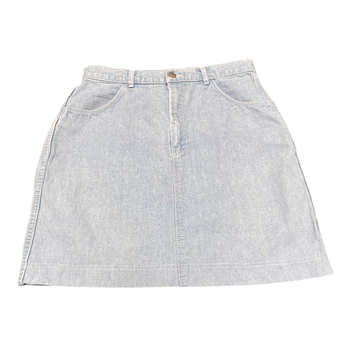 Entree Denim Mini Skirt Womens L Blue Light Wash Pockets Flat Front Outdoor