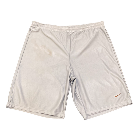 Nike Running Shorts Mens Large White Dri Fit Swoosh Logo Drawstring Athletic Fit
