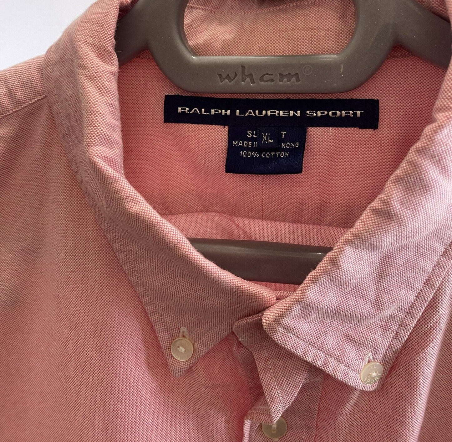 Ralph Lauren Shirt Mens XL Pink Cotton Short Sleeve Small Brown Polo Pony Logo