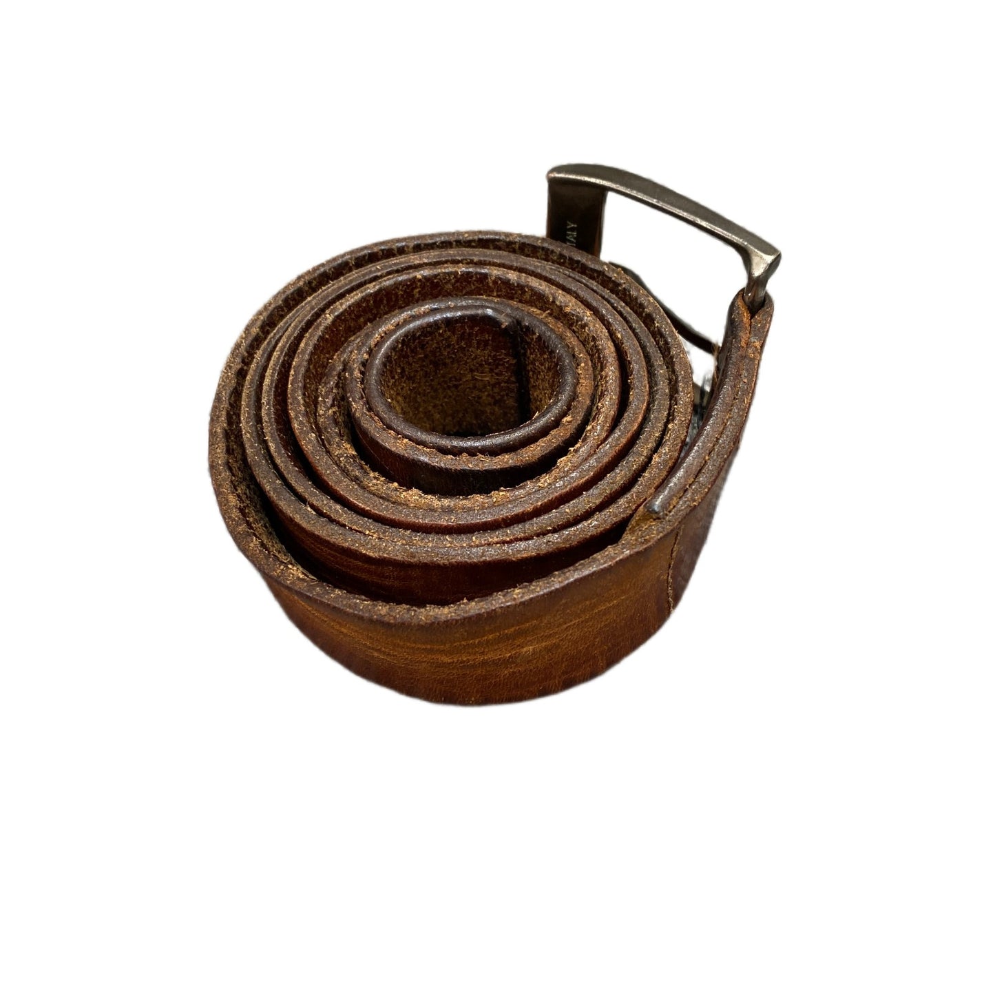 Vintage Waist Belt Mens Brown Leather Adjustable Silver Pin Buckle 50 Inches