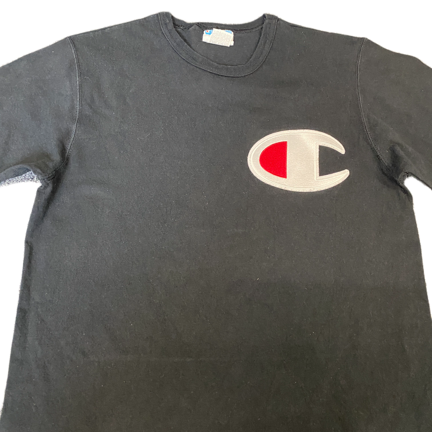 Champion T-Shirt Mens Small Black Embroidered Logo Short Sleeve Crew Neck Tee