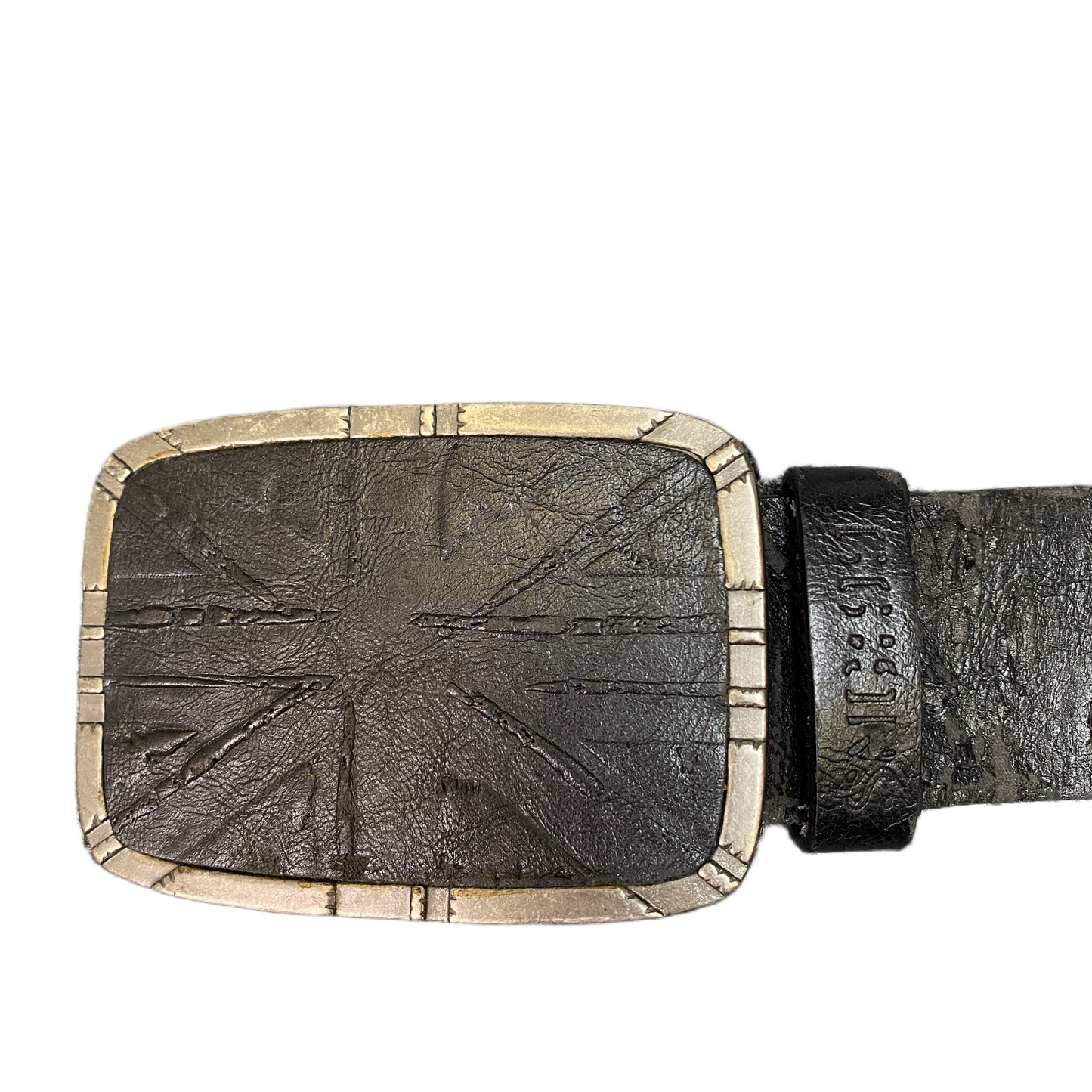 Waist Belt Mens Black Cowhide Leather Adjustable Silver Pin Buckle 42.5 inches