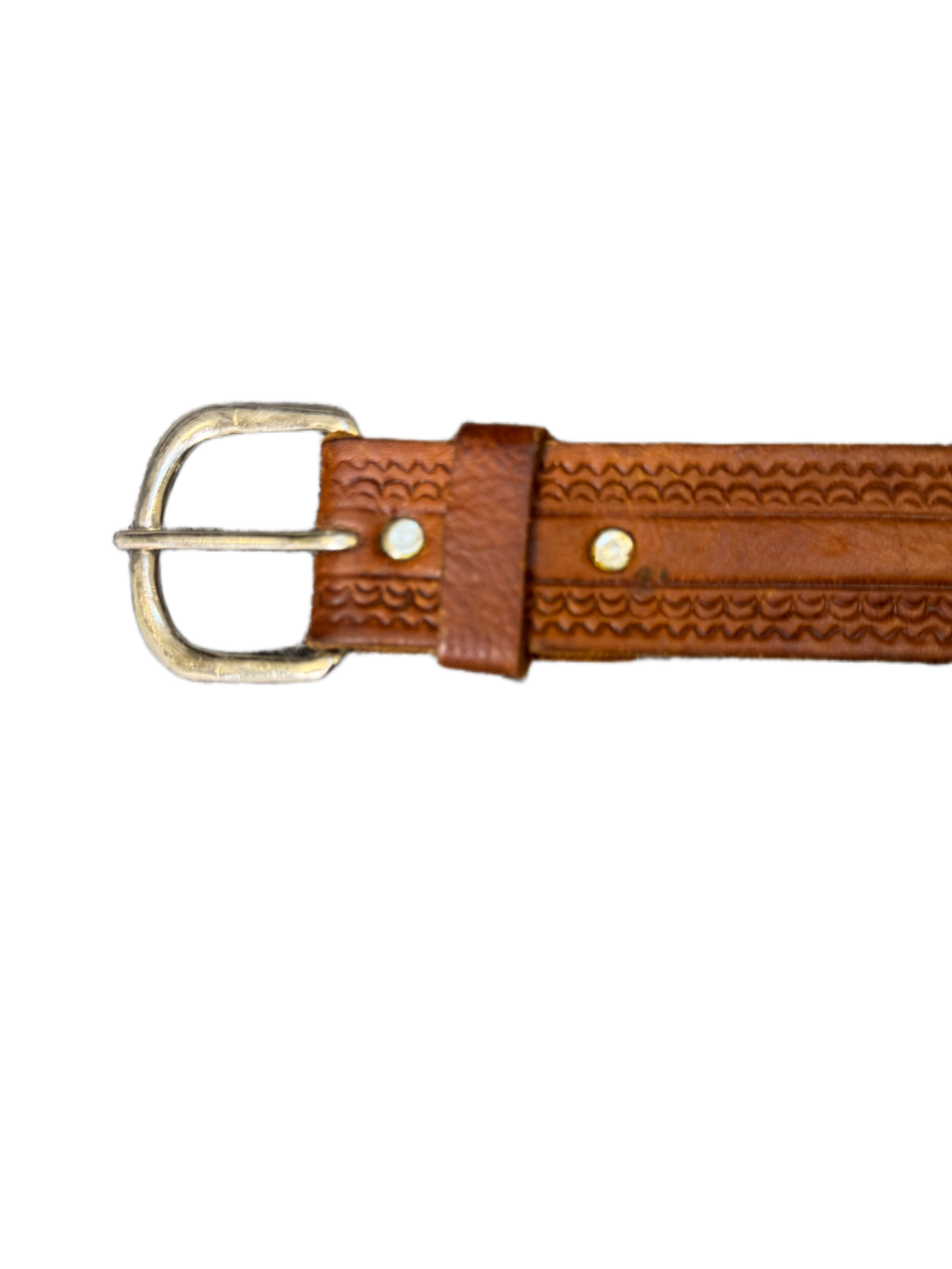 Waist Belt Men Brown Leather Adjustable Stainless Steel Silver Buckle 48 inches