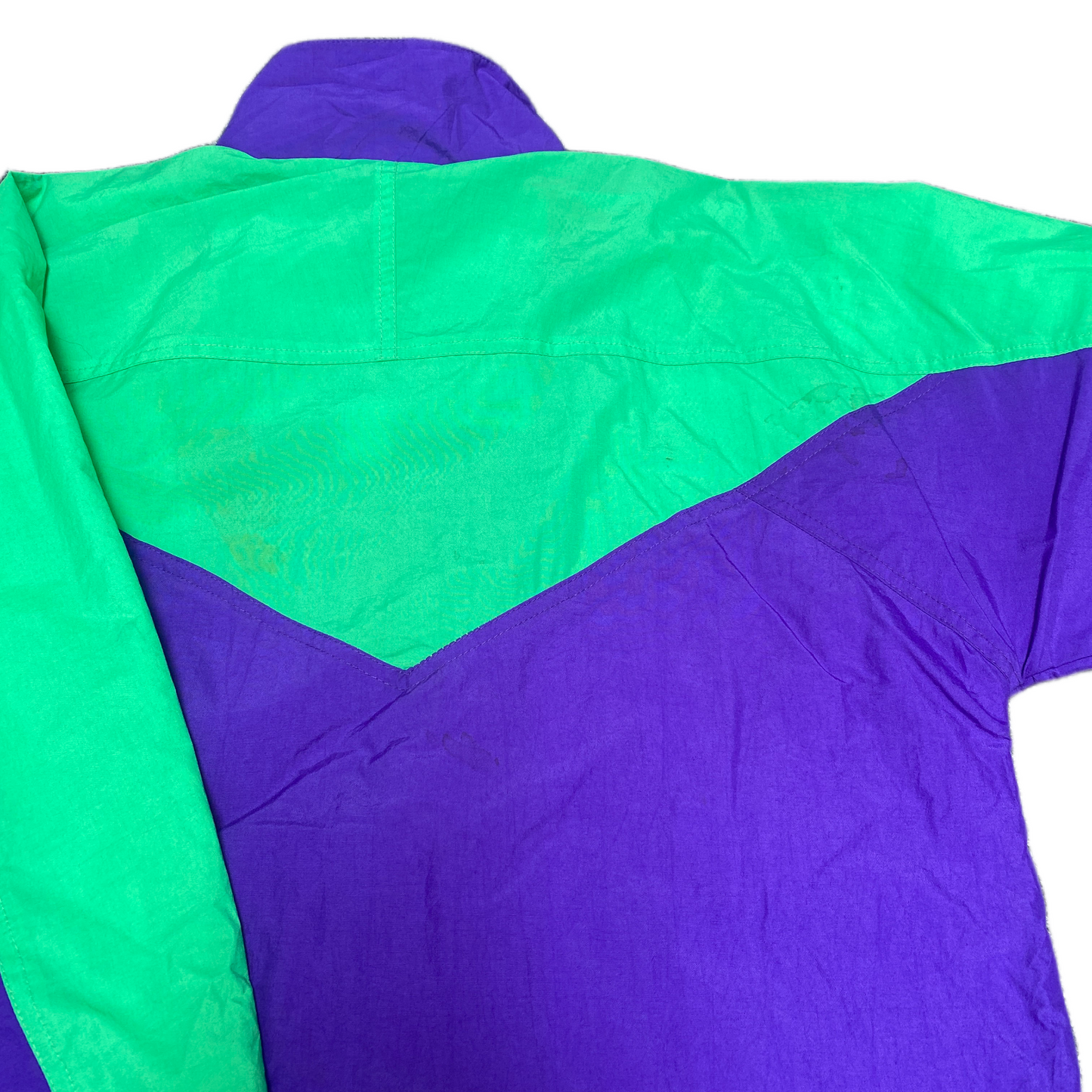 Omega Ski Jacket Women's M Purple Green Drawcord Hem Windbreaker Snap Inside Zip