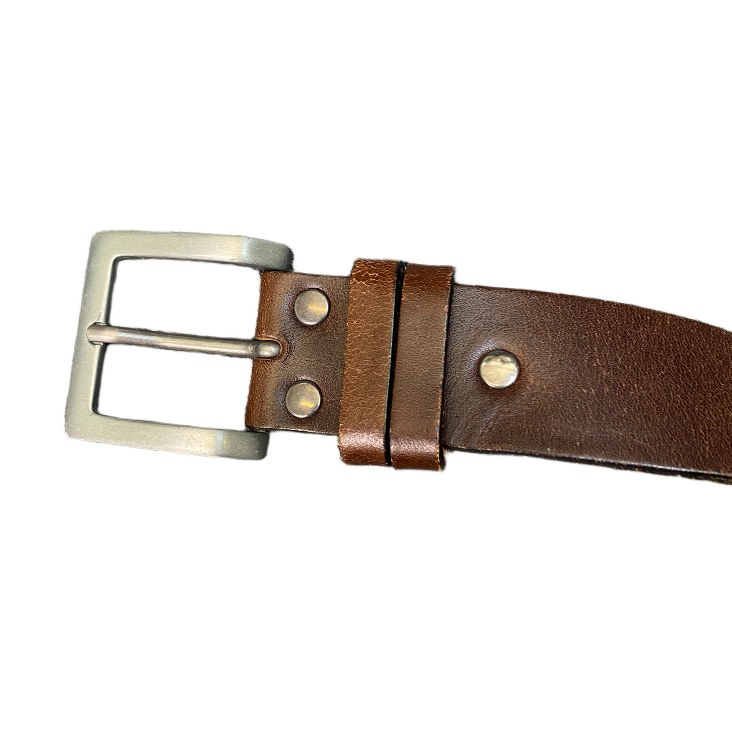 Waist Belt Mens Brown Leather Adjustable Classic Silver Pin Buckle 47.5 inches