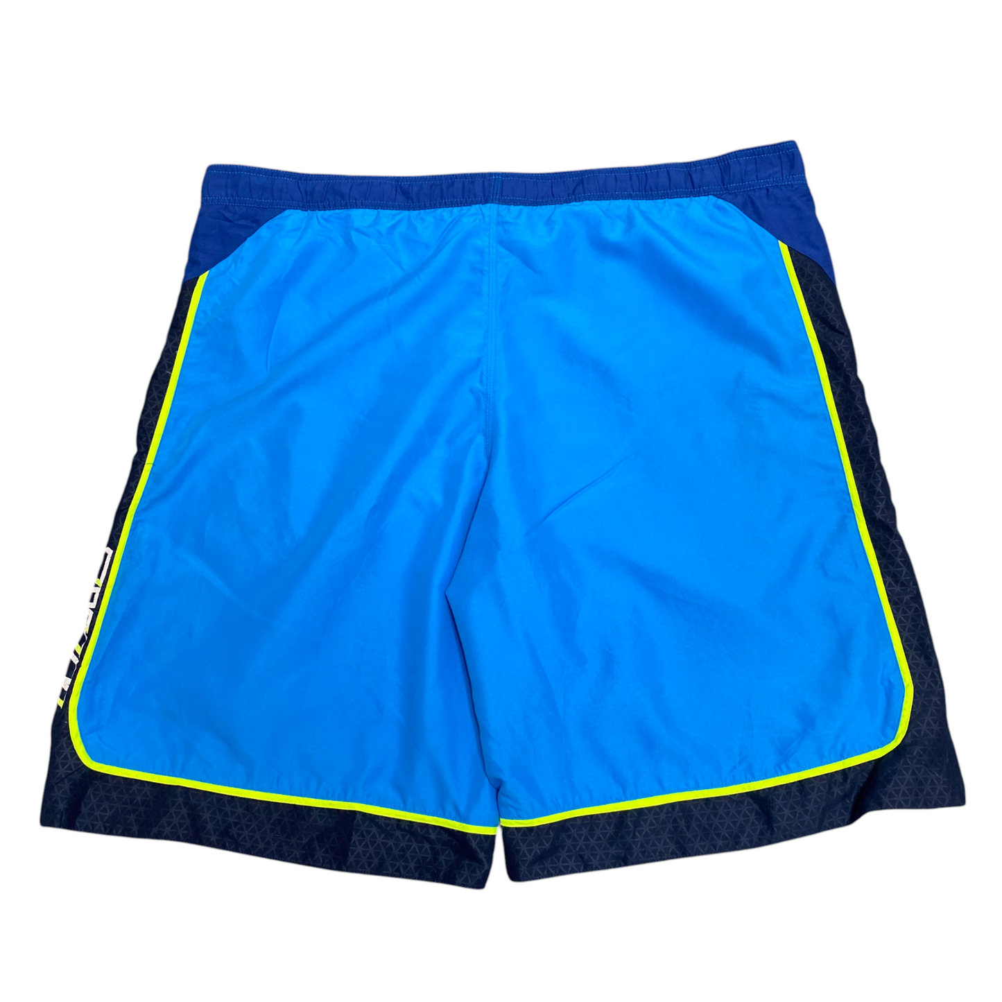 Nike Swim Trunks Mens XL Blue Spellout Logo Mesh Lined Mid Rise Stretch Comfort