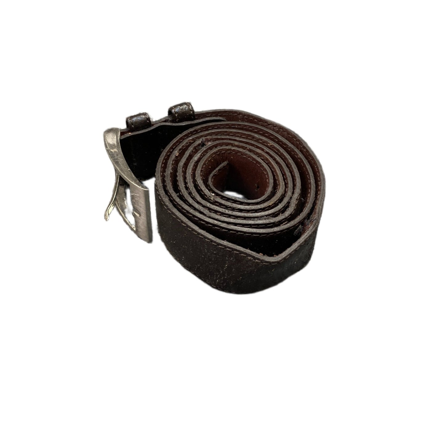 C&A Waist Belt Mens Dark Brown Leather Adjustable Silver Pin Buckle 42.5 inches