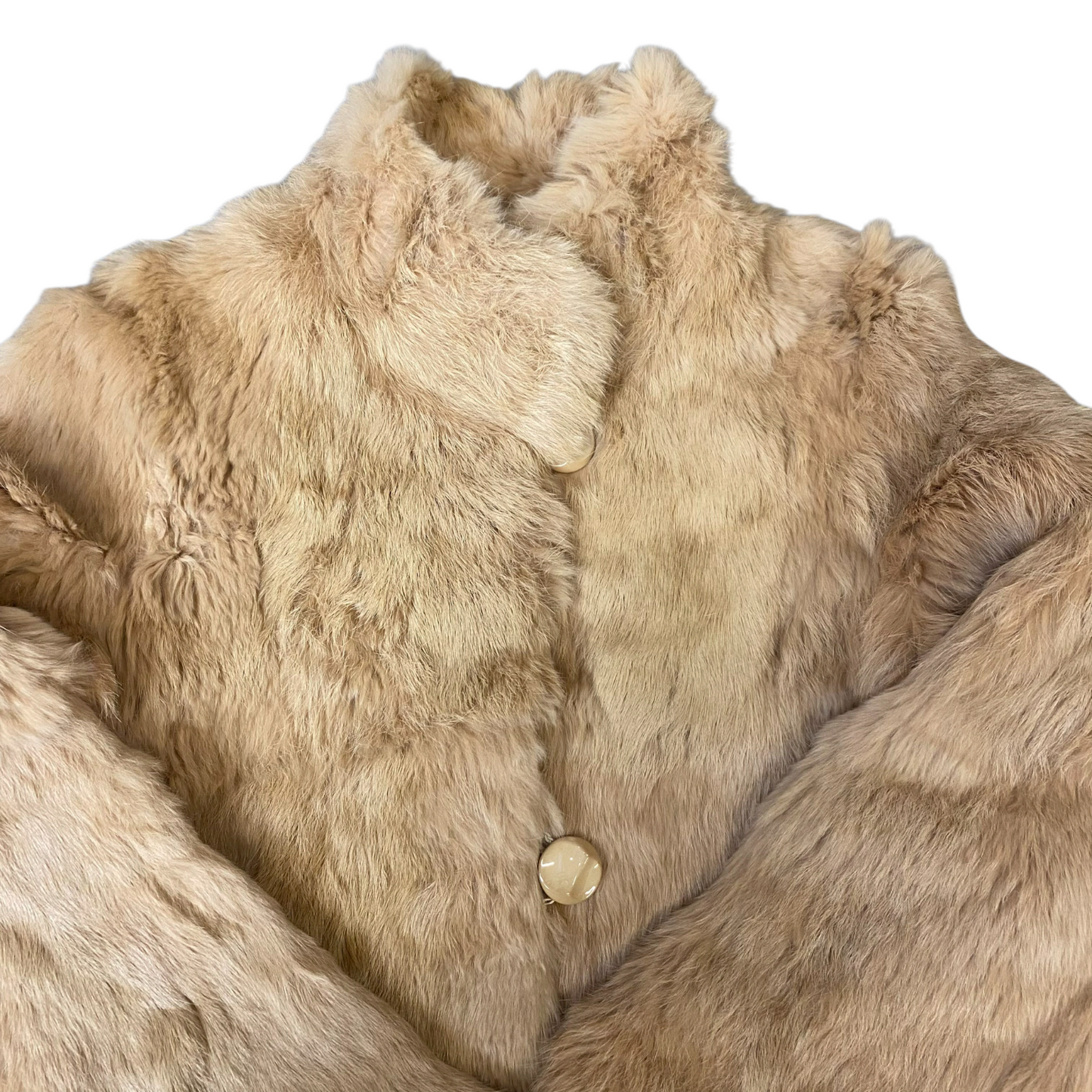 Vivayou Rabbit Fur Jacket Womens Medium Brown Fully Lined Cozy Warm Button Front