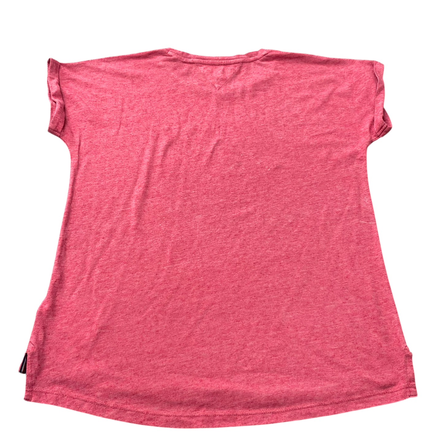 Tommy Hilfiger T Shirt Womens Small Pink Cuffed Short Sleeve High Low Crewneck