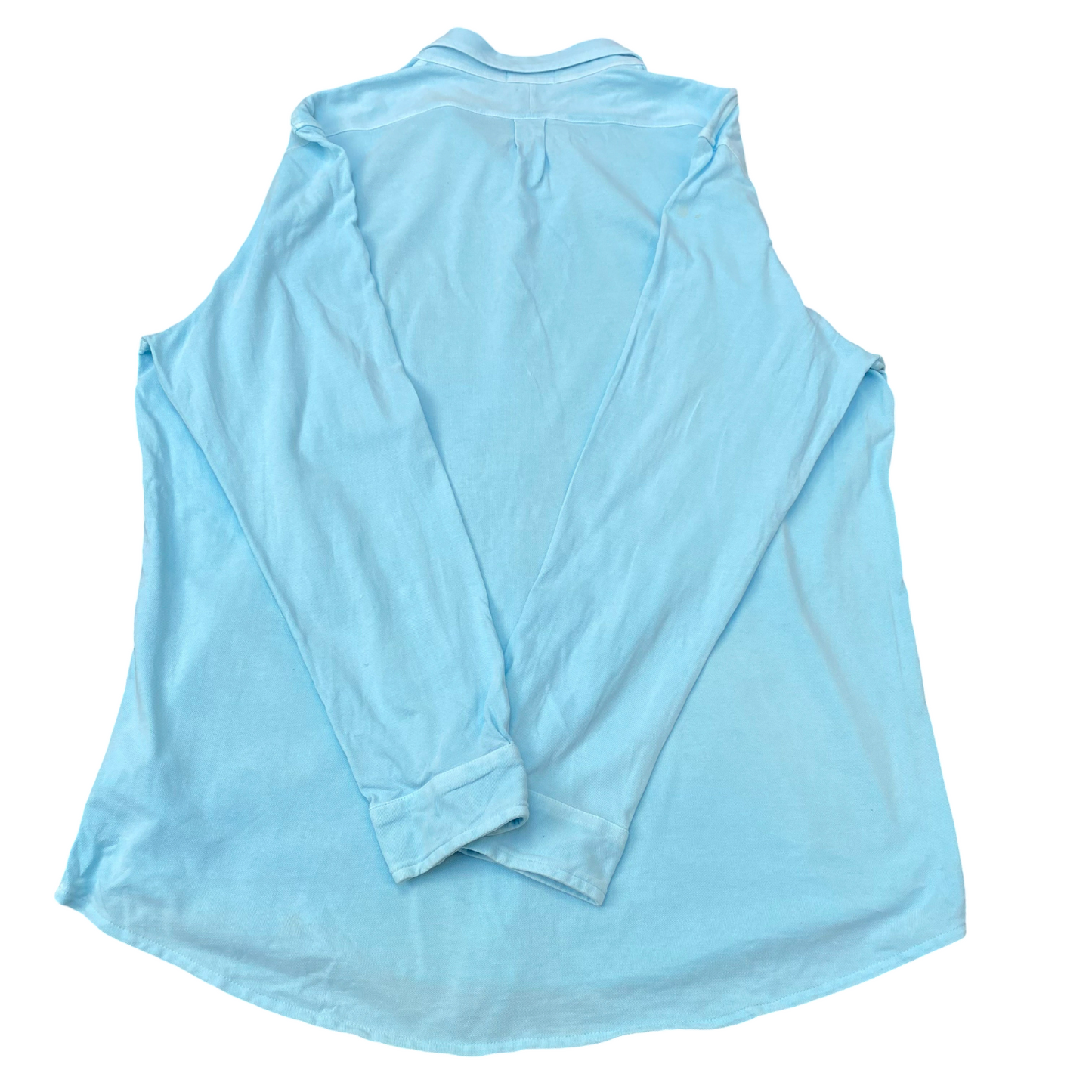 Polo Ralph Lauren Shirt Mens L Blue Mesh Long Sleeve Pony Logo Button Down